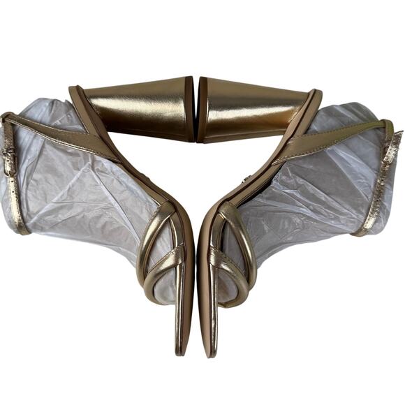 Sam Edelman Kia Block Heel Sandal in Gold Leaf Leather New in Box Size 7 - Picture 4 of 9